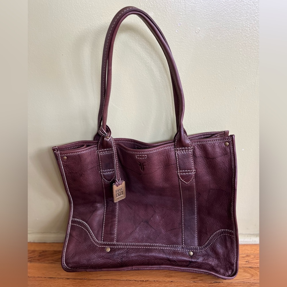 Brown leather Frye tote bag